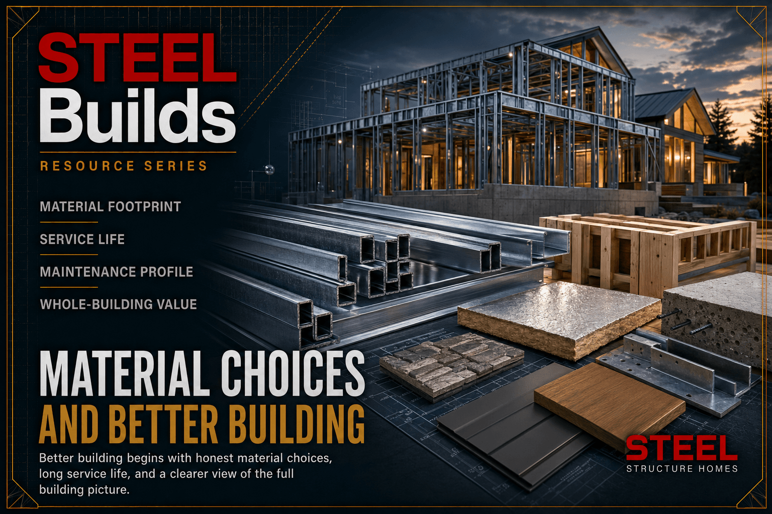 Material choices and better building visual for STEEL framed home planning