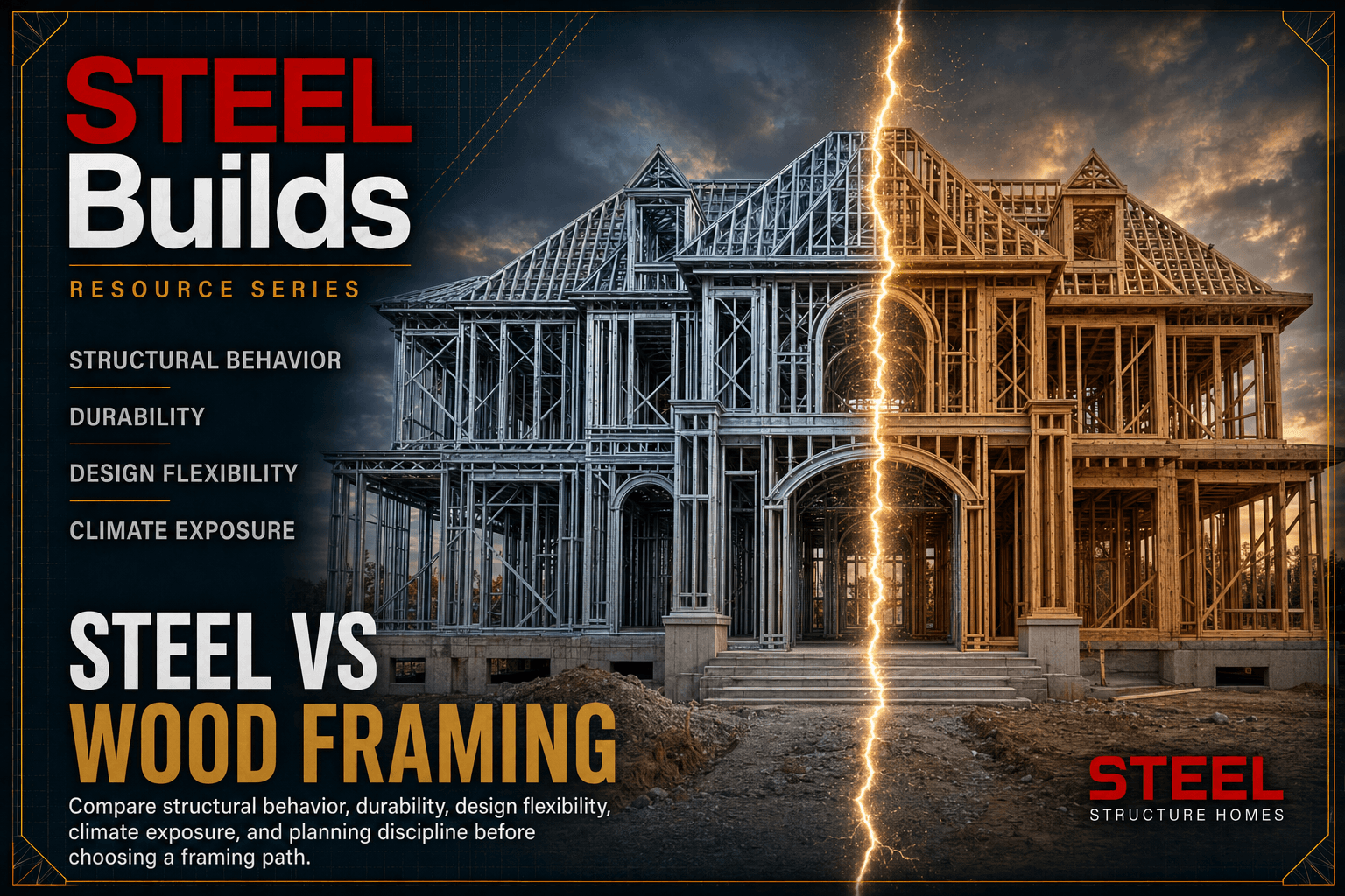 STEEL versus wood framing comparison visual