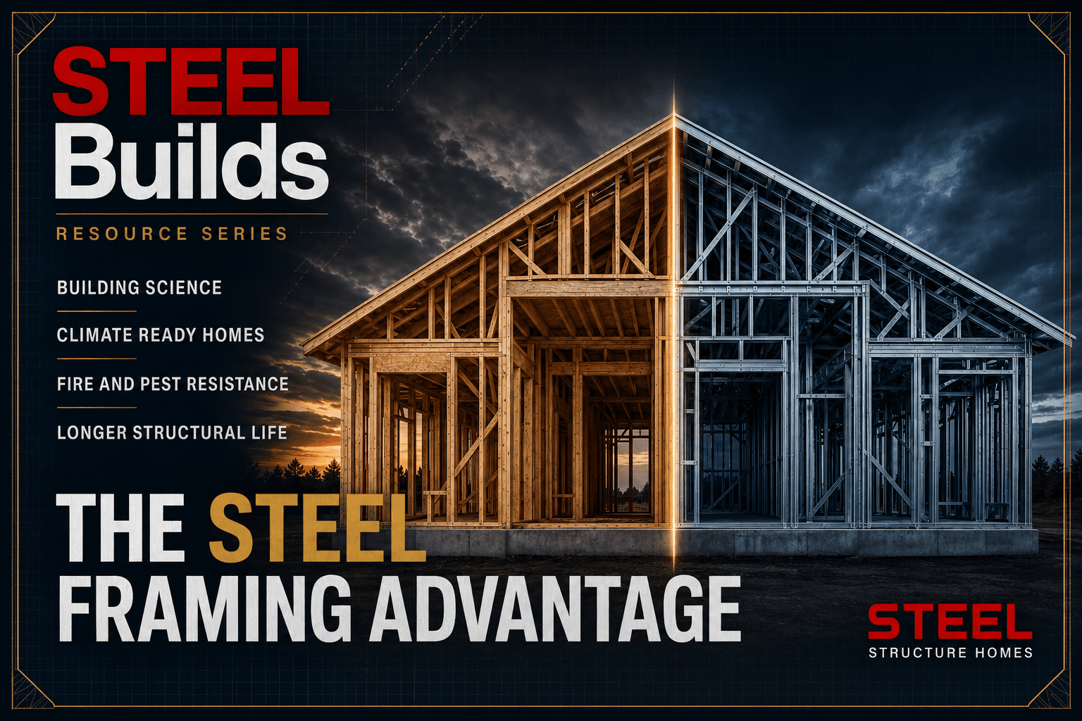STEEL framed residential structure used for a STEEL framing advantages article